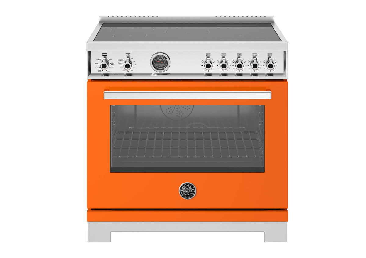 Bertazzoni - 36" Professional Series range - Electric self clean oven - 5 induction zones - Orange
