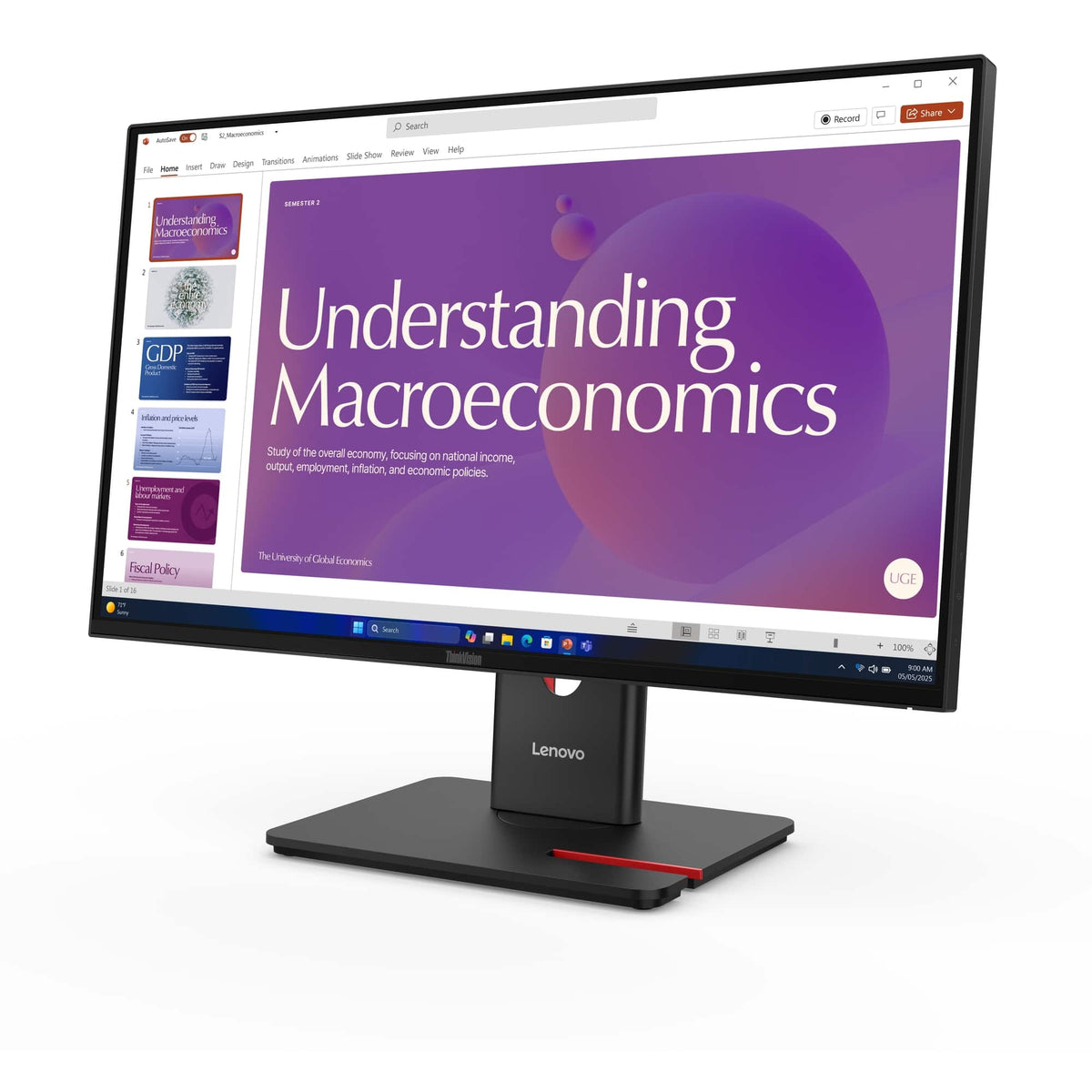 Lenovo - ThinkVision 23.8" IPS LED FHD 48Hz-120Hz Monitor (HDMI, USB, DP) w/Speakers - Eclipse Black