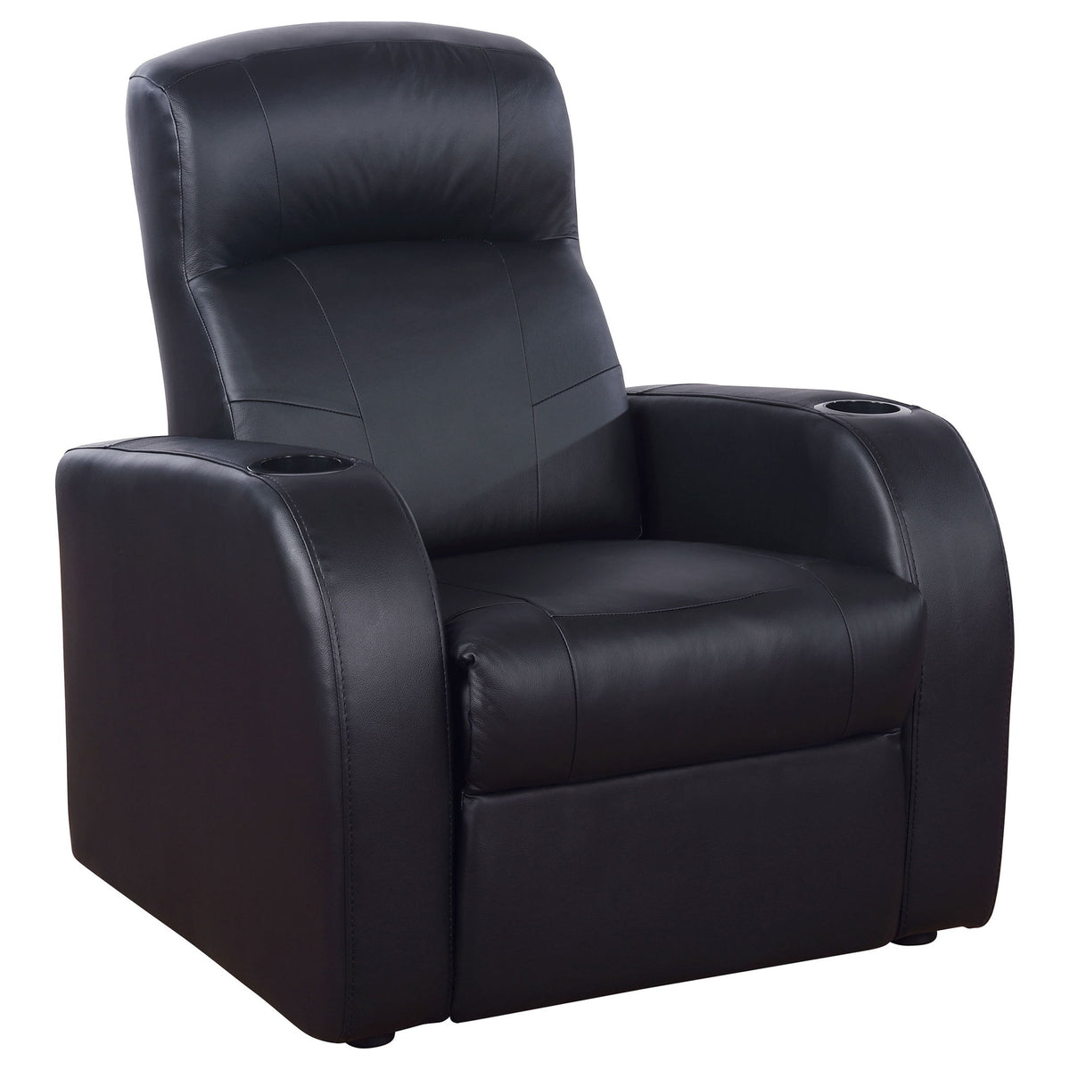 Greenfield - Home Theater de 4 Plazas Con Reclinables con Consola Wedge con Almacenamiento Incorporado y Portavasos - Negro
