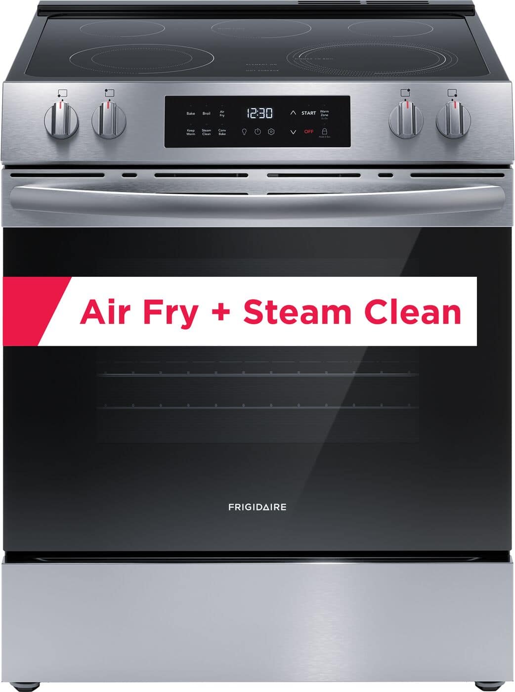 Frigidaire - 30 in. Wide 5 elements 5.3 Cu ft. Slide In Electric Range with Air Fry and Steam Clean - Stainless Steel