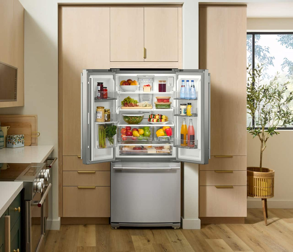 KitchenAid - 30 in. Wide 20 cu. ft. French Door Refrigerator with PrintShield Finish and Interior Dispense - Stainless Steel
