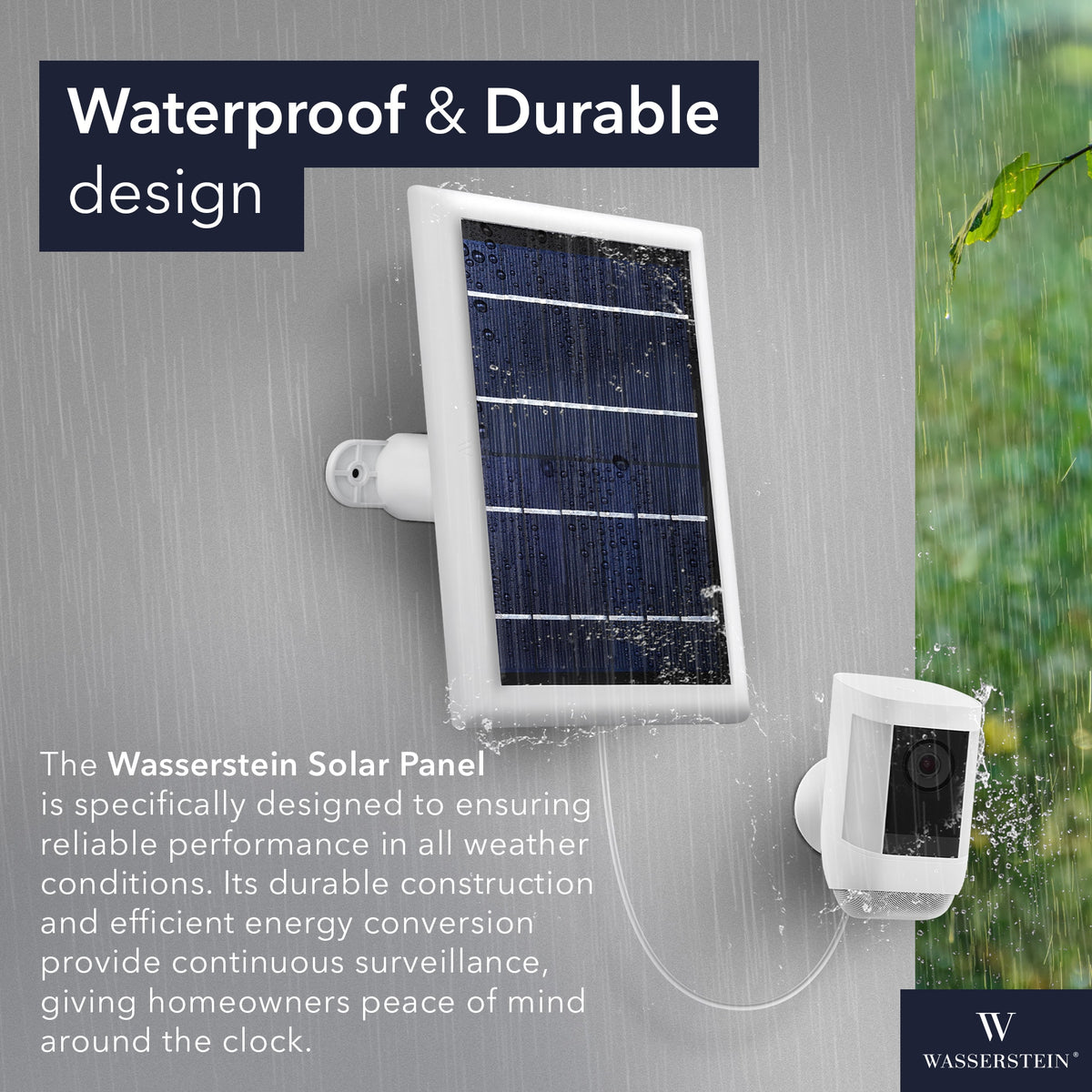 Wasserstein - Solar Panel for Ring Spotlight Cam/Plus/Pro, Battery, Stick Up Cam/Pro, Battery & Outdoor Cam Plus, Battery (1-Pack) - White