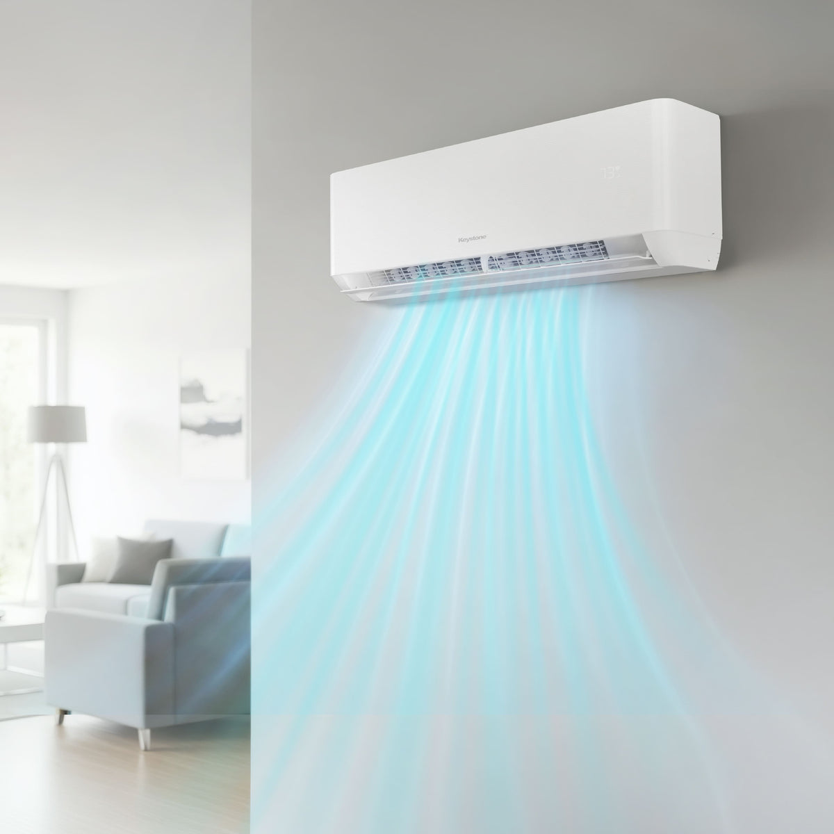 Keystone - Summit 115V 550 Sq. Ft. 12,000 BTU Smart Mini Split Air Conditioner 12,400 BTU Heater - White