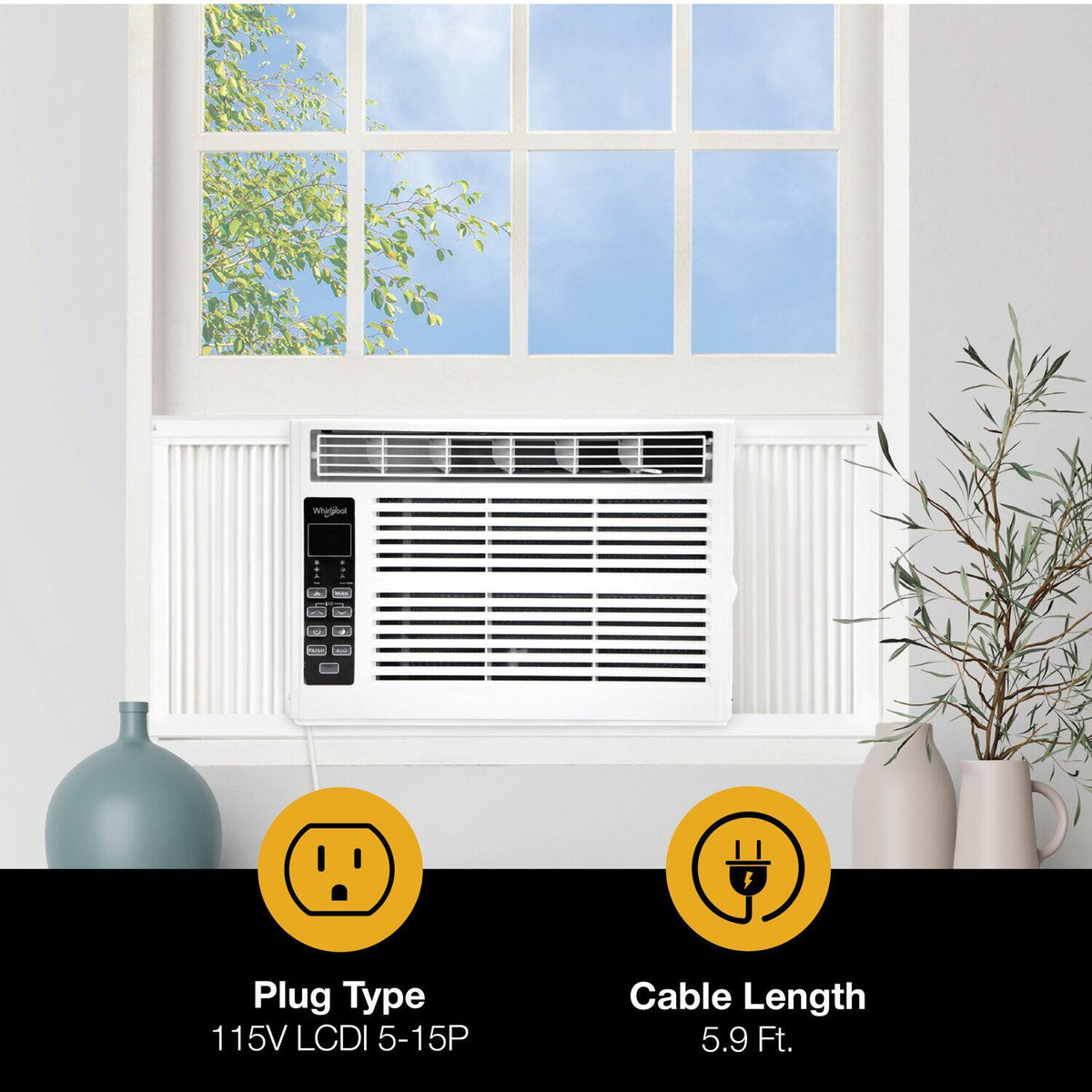 Whirlpool - 350 Sq. Ft. 8,000 BTU Window Air Conditioner - White