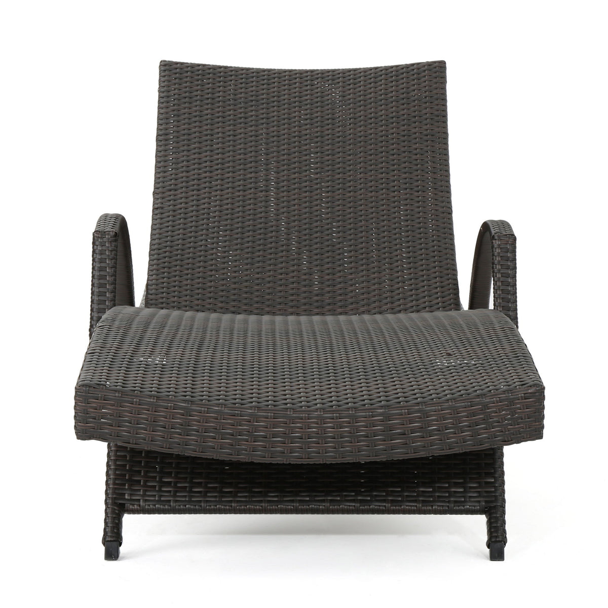Salem - Contemporary Wicker Chaise Lounge With Arm, Weather Resistant