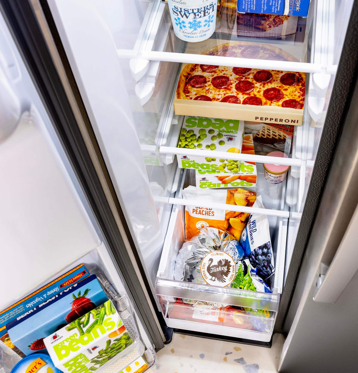 GE - 36 in. Wide ENERGY STAR 27.9 Cu. Ft. Side-By-Side Refrigerator with Extra Tall Dispenser and In-Door Icemaker - Stainless Steel