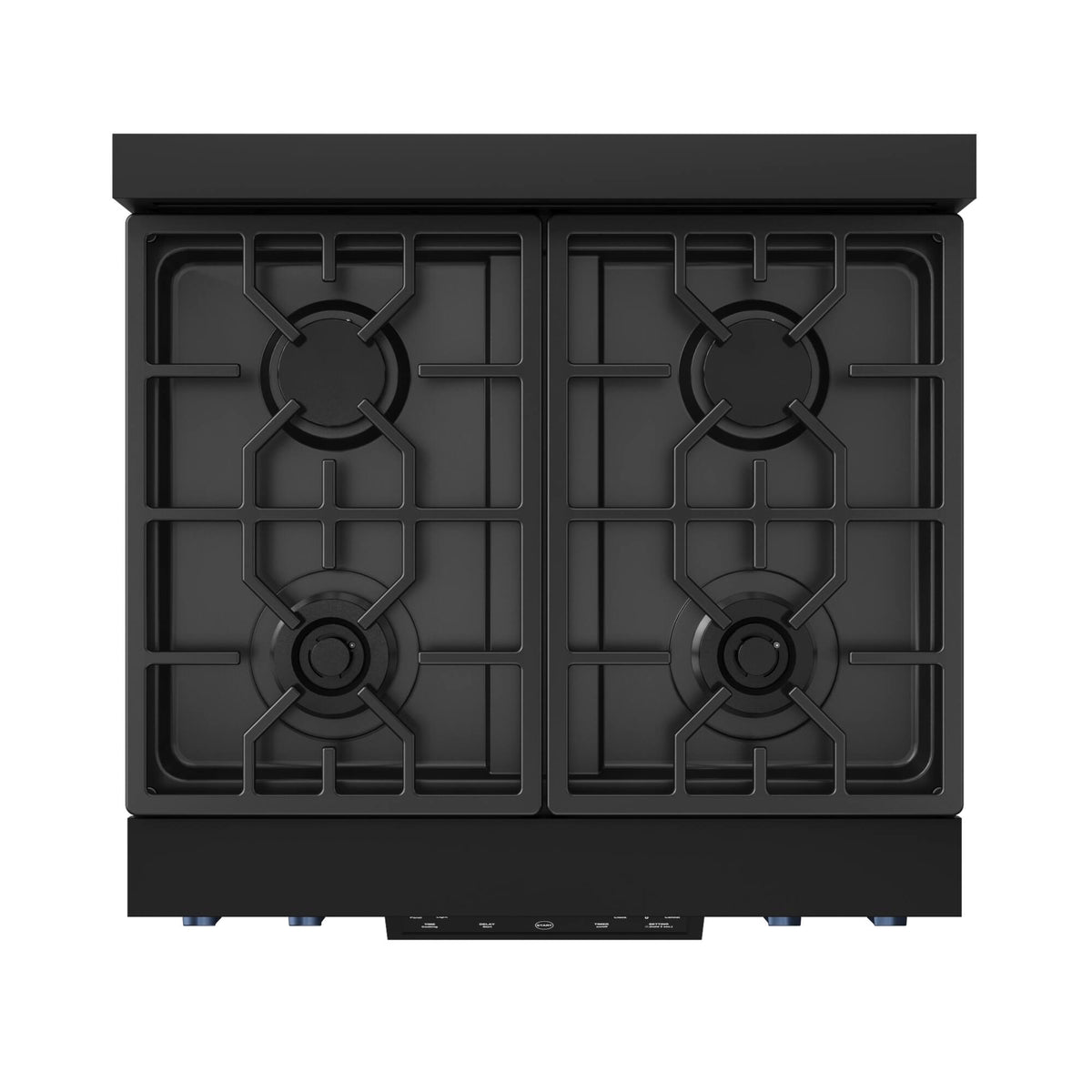 30 in. Wide 4 burner Gordon Ramsay Series by Thor Kitchen 4.55 Cu. Ft Freestanding Gas Range with Navy Blue Hardware - Black