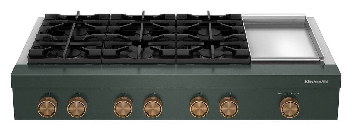 KitchenAid 48-inch 6-Burner Gas Commercial-Style Rangetop with Griddle - Juniper