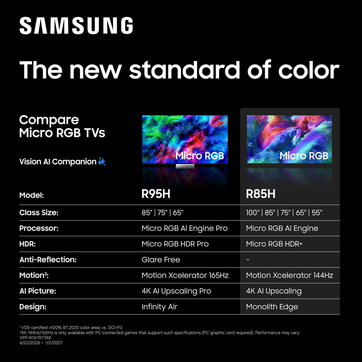 Samsung - 100" Class R85H Series Micro RGB 4K UHD SamsungVisionAI Smart Tizen TV (2026)