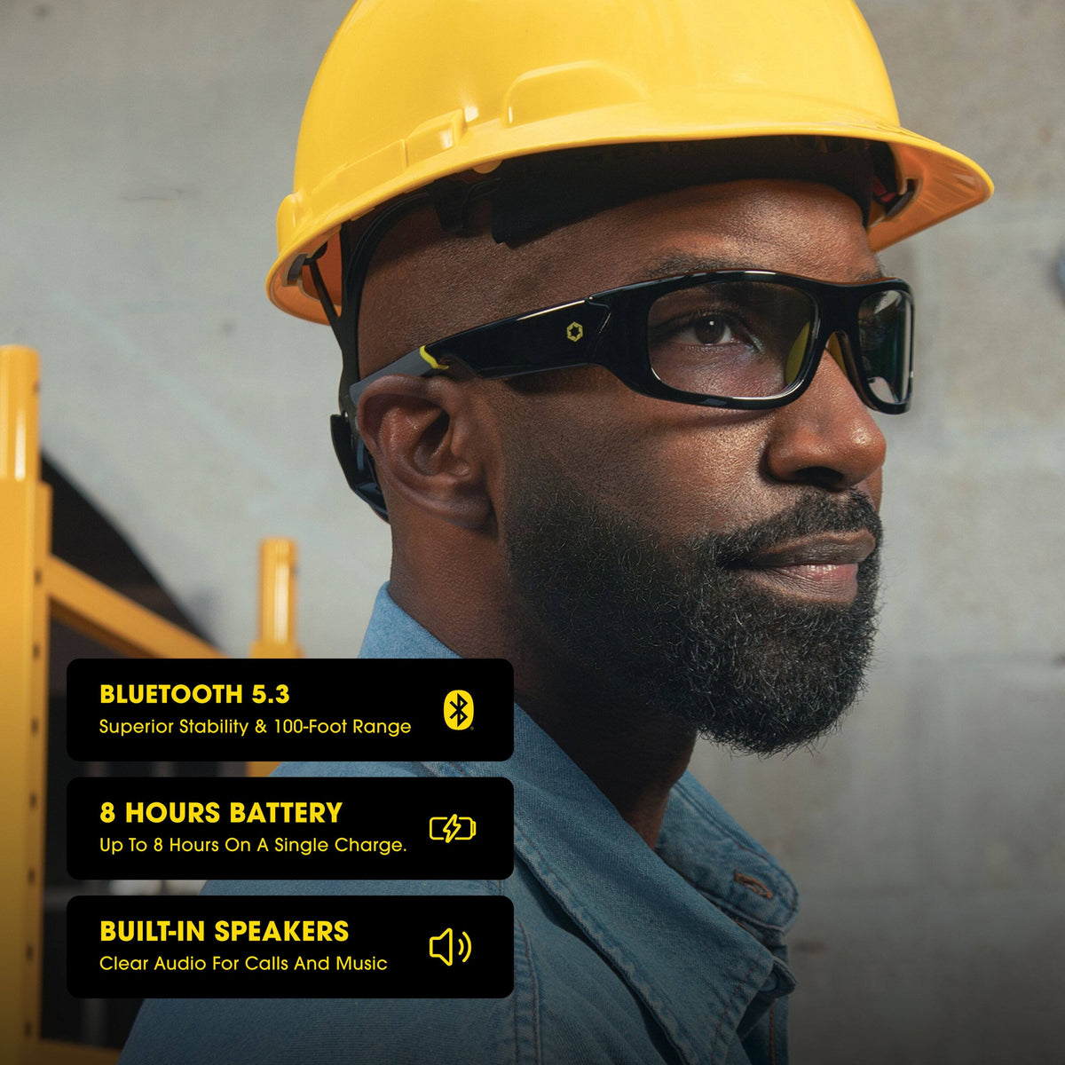 Armor Smart Safety Eyewear Powered by Lucyd - Black