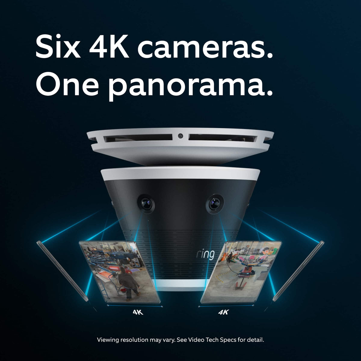 Ring - Elite 360 — Six Retinal 4K Smart Cameras, 360° View, Built for Business, Panorama Control, Plug-In and PoE - Black
