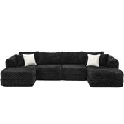 Modular Sectional Sofa, Boneless Couch With 2 Movable Ottomans