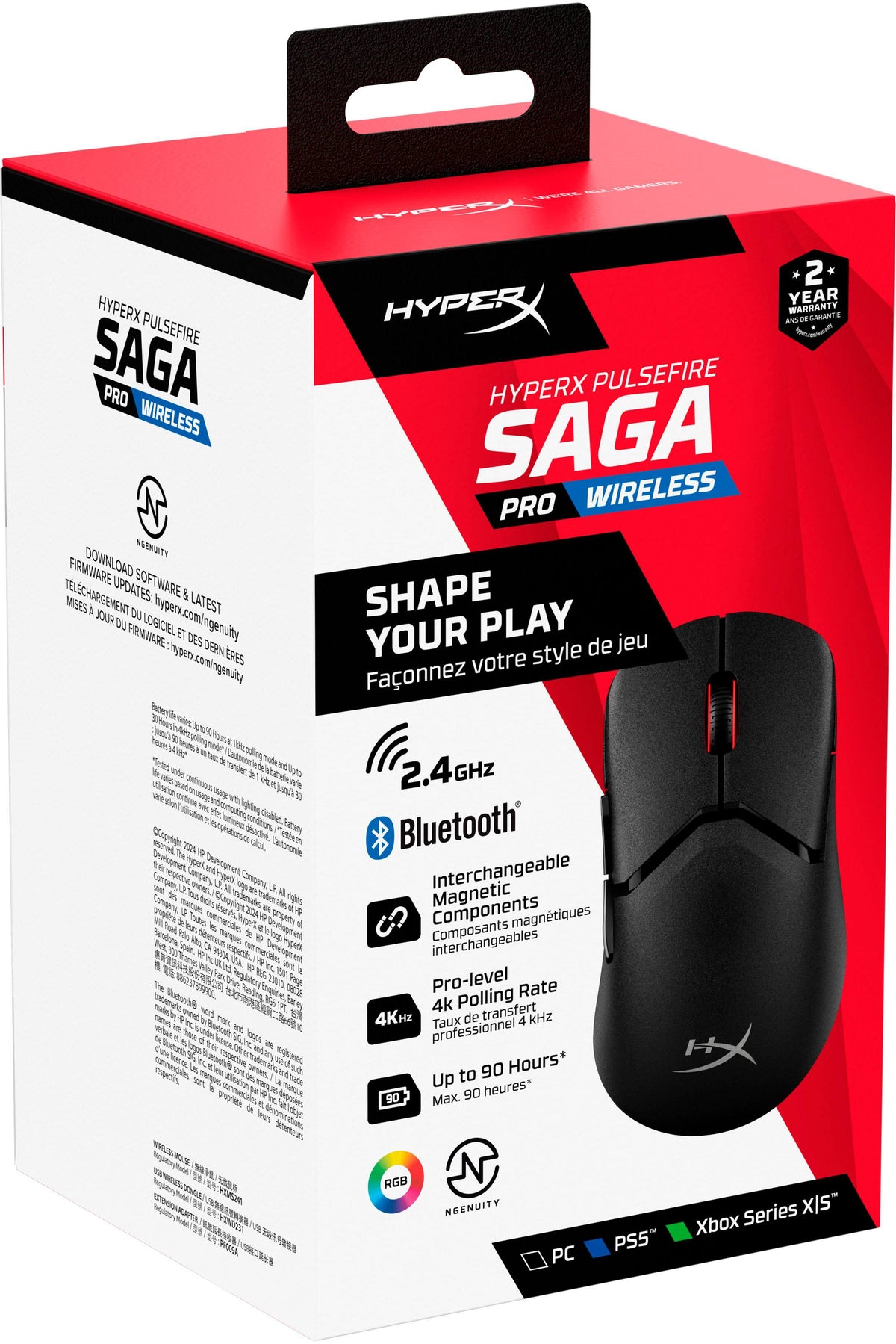HyperX - Pulsefire Saga Pro Lightweight Wireless Optical Gaming Mouse with 4K Polling Rate - Wireless - Black