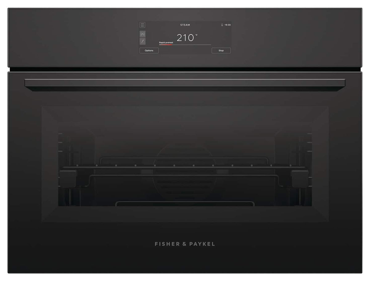 Fisher & Paykel - 24" 1.9 cu ft Built-in Combination Steam Oven, 6.8" Touchscreen - Compact - Minimal - Black
