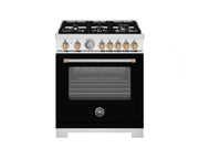 Bertazzoni - 30" Master Series Dual Fuel Range - Nero Matt/Gold - Black