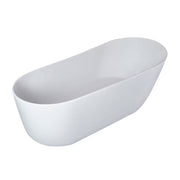 Bañera Ovalada de Resina de Piedra de Superficie Sólida con Rebosadero para el Baño - Blanco Mate