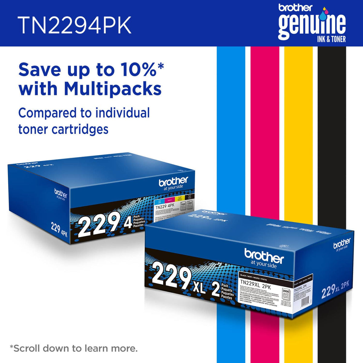 Brother - TN229 4-Pack Standard-Yield Toner Cartridges - Black/Cyan/Magenta/Yellow