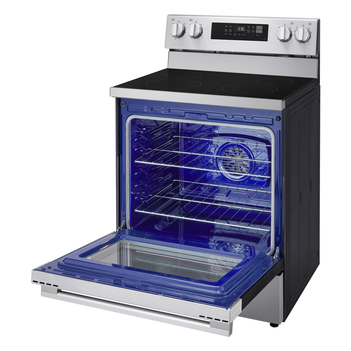 LG - 30-in Wide 6.3 Cu. Ft. Freestanding Electric Convection Smart Range with 4 Elements, Air Fry and WideView Window - Stainless Steel