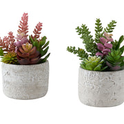 Suculenta artificial, decoración de mesa (juego de 2) - Verde / Gris - Plástico