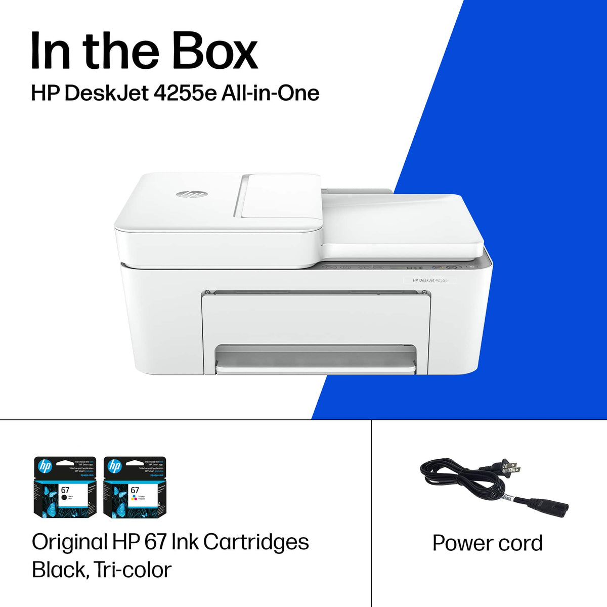 HP - DeskJet 4255e Wireless AI-Enabled All-in-One Inkjet Printer with 3 Months of Instant Ink - White