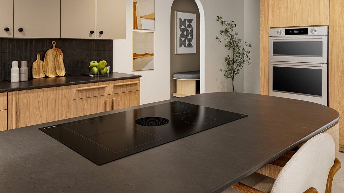 KitchenAid - 30 in. Wide 4 element Built-In Downdraft Electric Induction Cooktop with Quiet Ventilation - Black