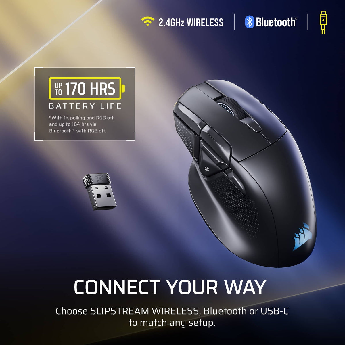 CORSAIR - NIGHTSWORD v2 WIRELESS SD Stream Deck Gaming Mouse - Wireless - Black