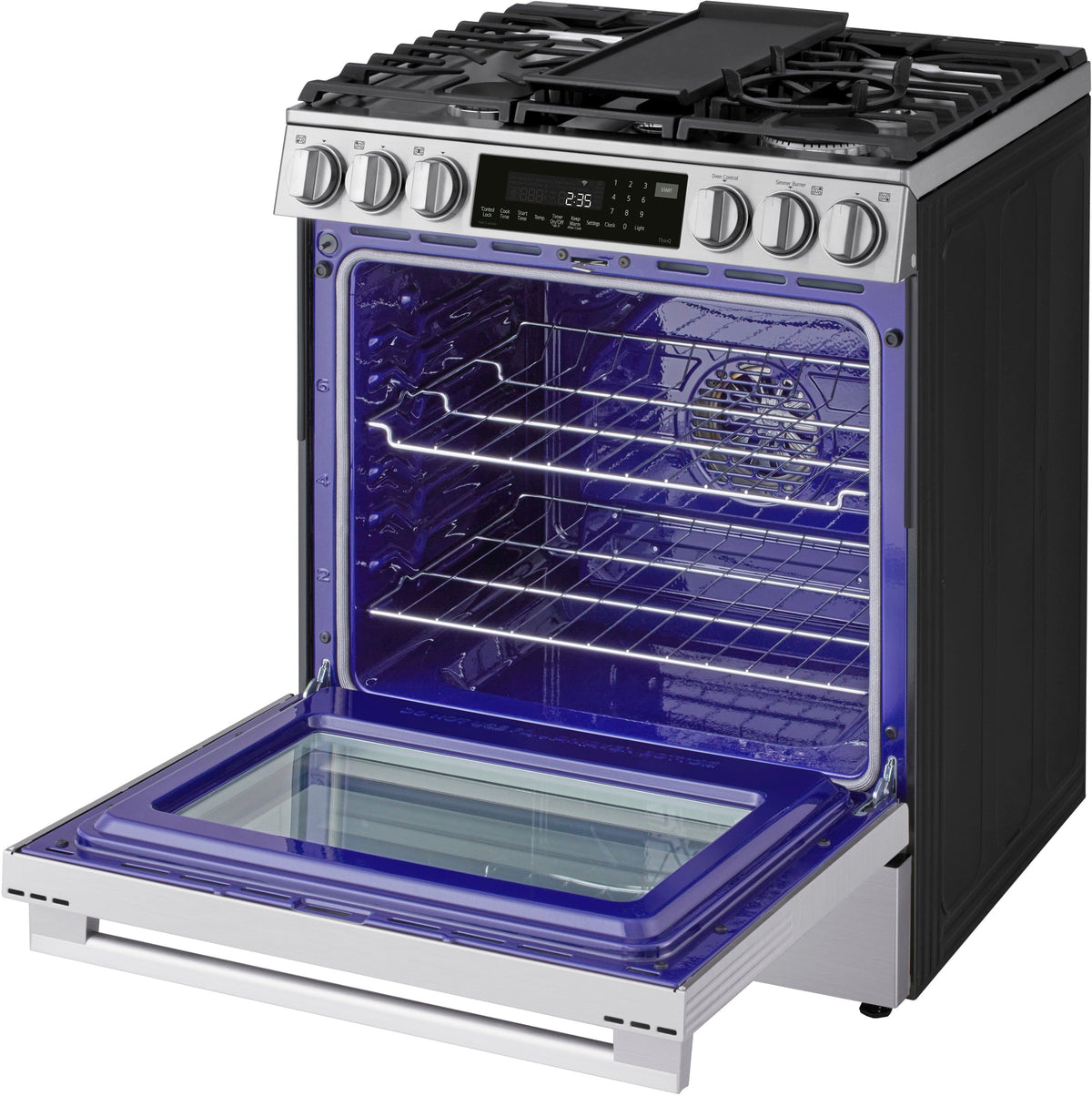 LG - 30-in Wide 6.3 Cu. Ft. Slide-In Gas True Convect Smart Range with 5 Burners, EasyClean, Air Fry and UltraHeat 22K Burner - Stainless Steel