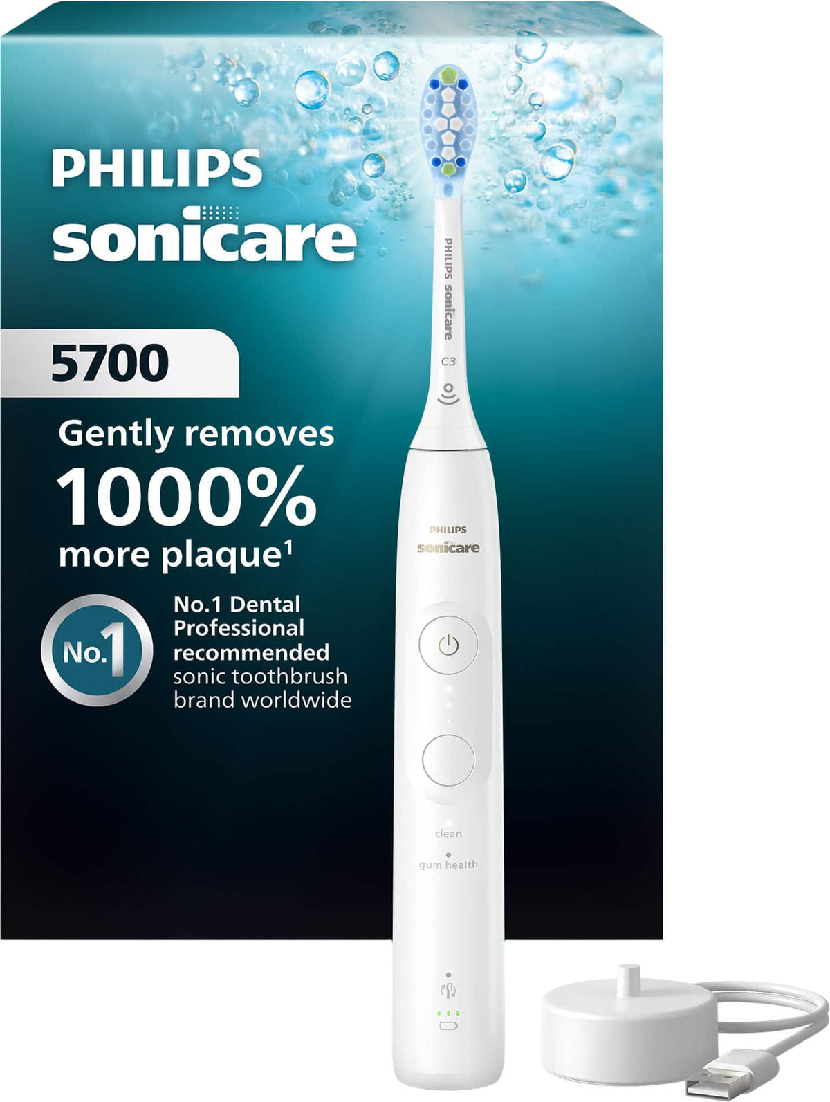 Philips Sonicare - 5700 Electric Toothbrush - Next-Generation Sonicare Technology, Pressure Sensor, 6 Brushing Settings - White