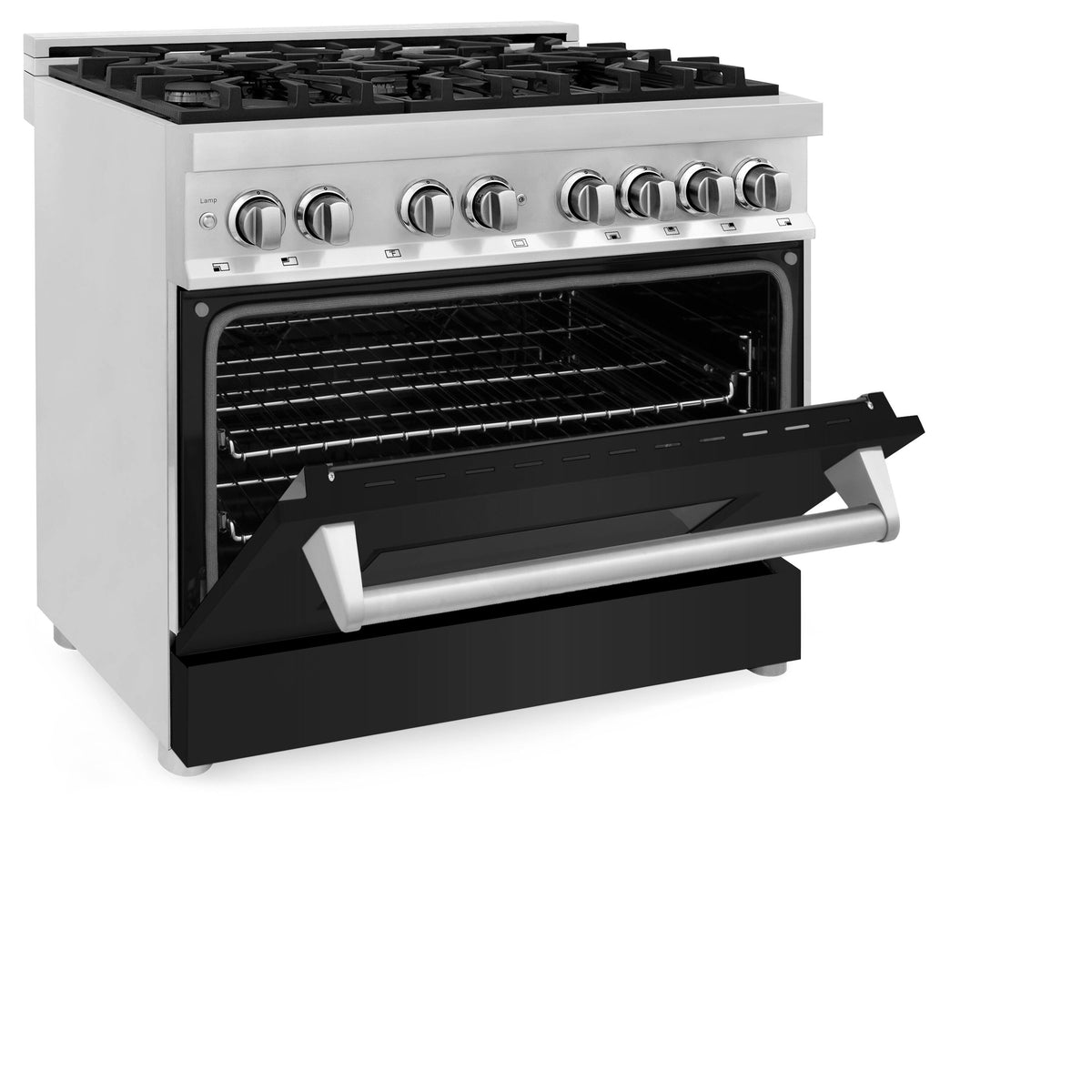 ZLINE - 36 in. Wide 6 Burner Legacy Dual Fuel Range with Cooktop and Electric Oven (RA-BLM-36) - Satin Steel/White