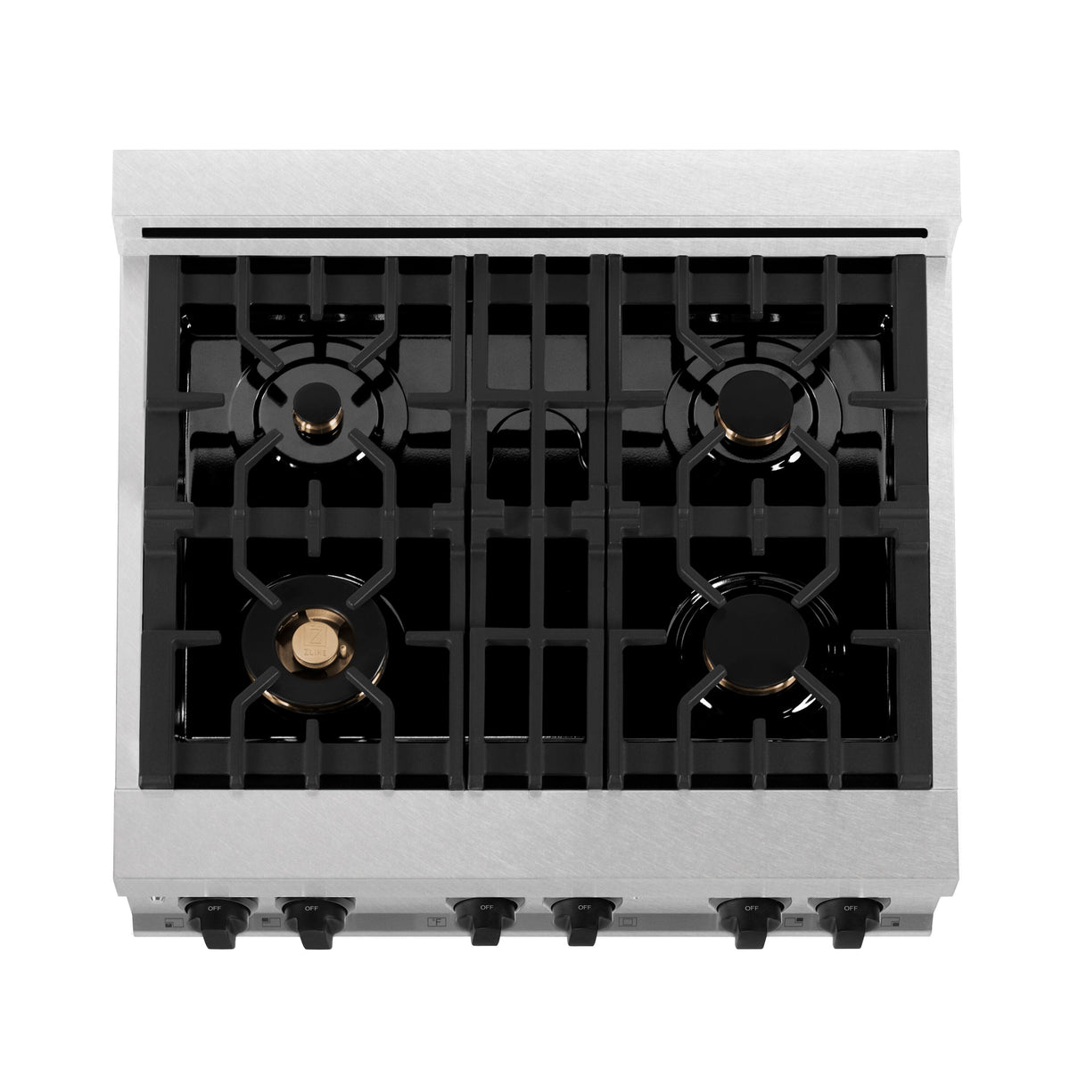 ZLINE - 30 in. Wide 4 Burner Autograph Legacy Dual Fuel Range in Satin Steel w/ White & Black Accents (RASZ-WM-30-MB) - Stainless Steel