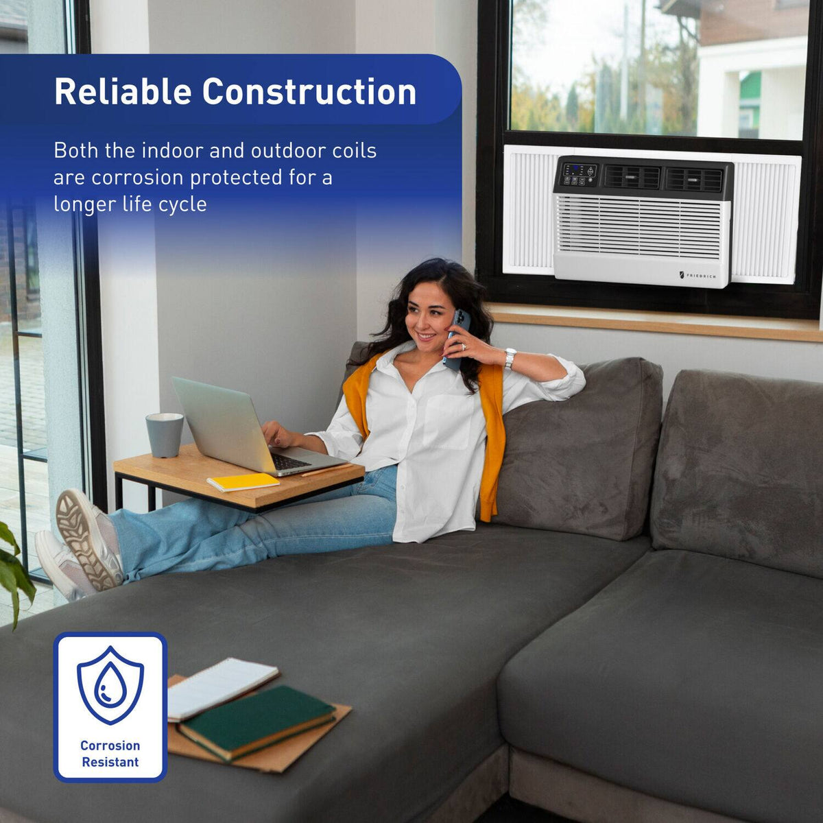 Friedrich - 15,000 BTU 800 Sq. Ft Window Air Conditioner with Slide Out Chassis - White