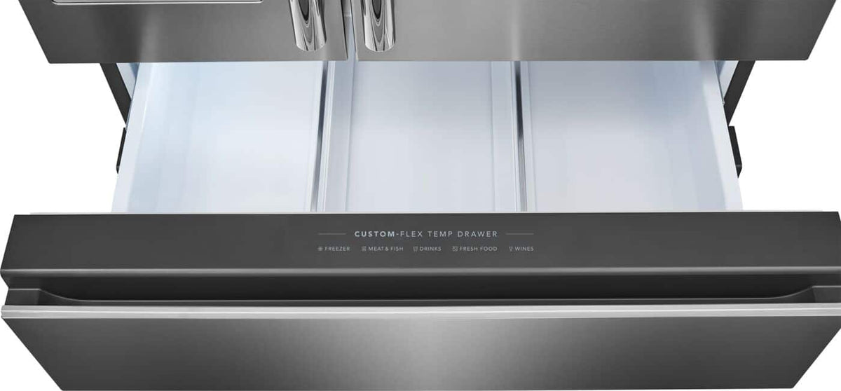 Frigidaire - Professional 36 in. Wide 26 Cu. Ft. Standard-Depth 4-Door French Door Refrigerator with Custom-Flex Temp Drawer - Stainless Steel