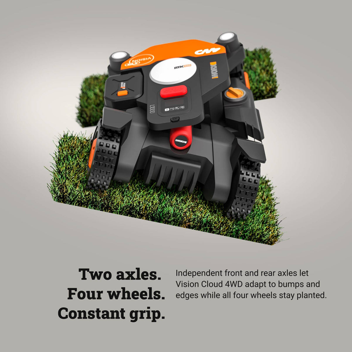 WORX - Landroid Vision 4WD 1/2 Acre Robotic Lawn Mower, AI Obstacle Avoidance, Cloud Navigation, Auto Mapping App Control WR342 - Black