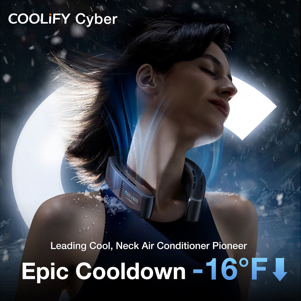 TORRAS - COOLiFY Cyber Neck Air Conditioner, Cooling, Heating, and Fan Rechargeable with 6000mAh - Cascade Black