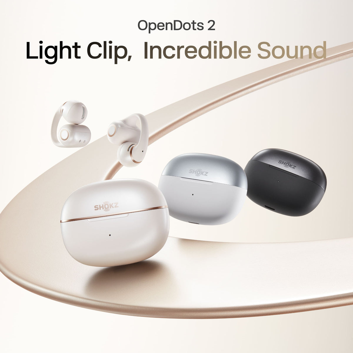 Shokz - OpenDots 2 Open-Ear Clip-On True Wireless Bluetooth Earbuds - Gray