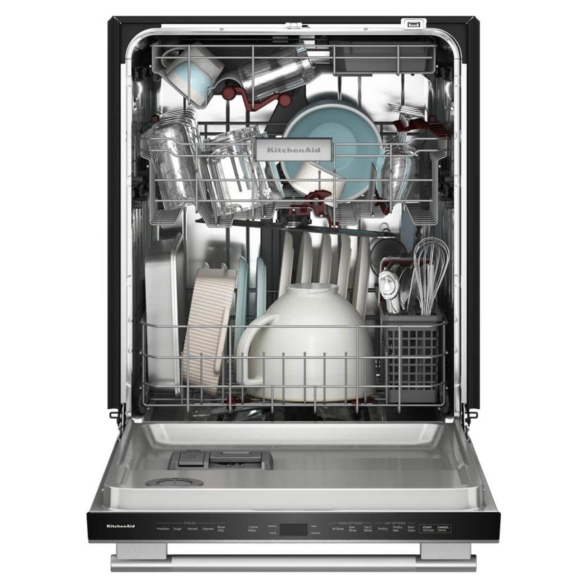 KitchenAid - 24" Top Control Built-In Dishwasher with 360 Max Jets Third Rack, Advanced ProDry, Ultra-bright LED Lighting - Stainless Steel