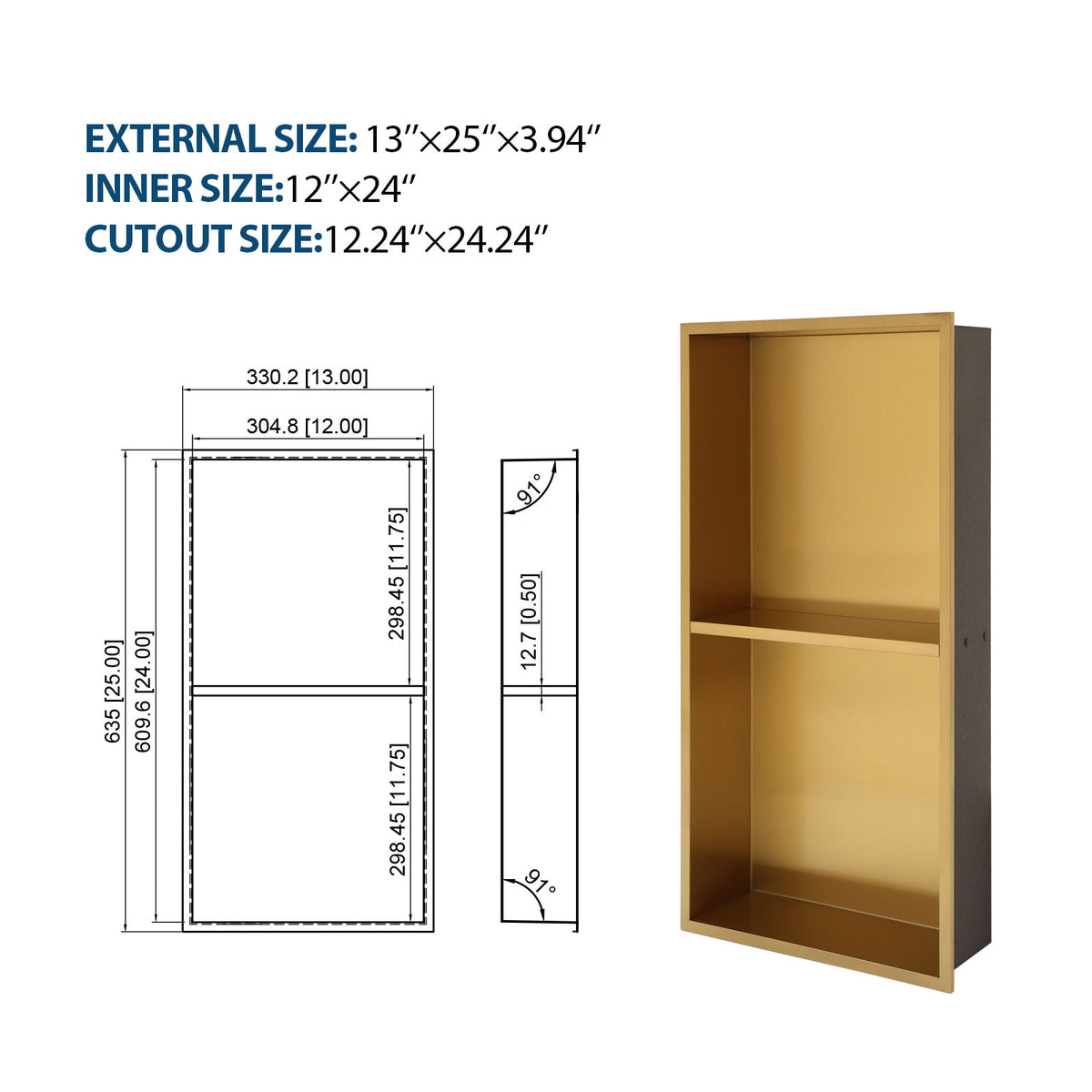 Modern Stainless Steel Shower Niche Double Shelf For Bathroom