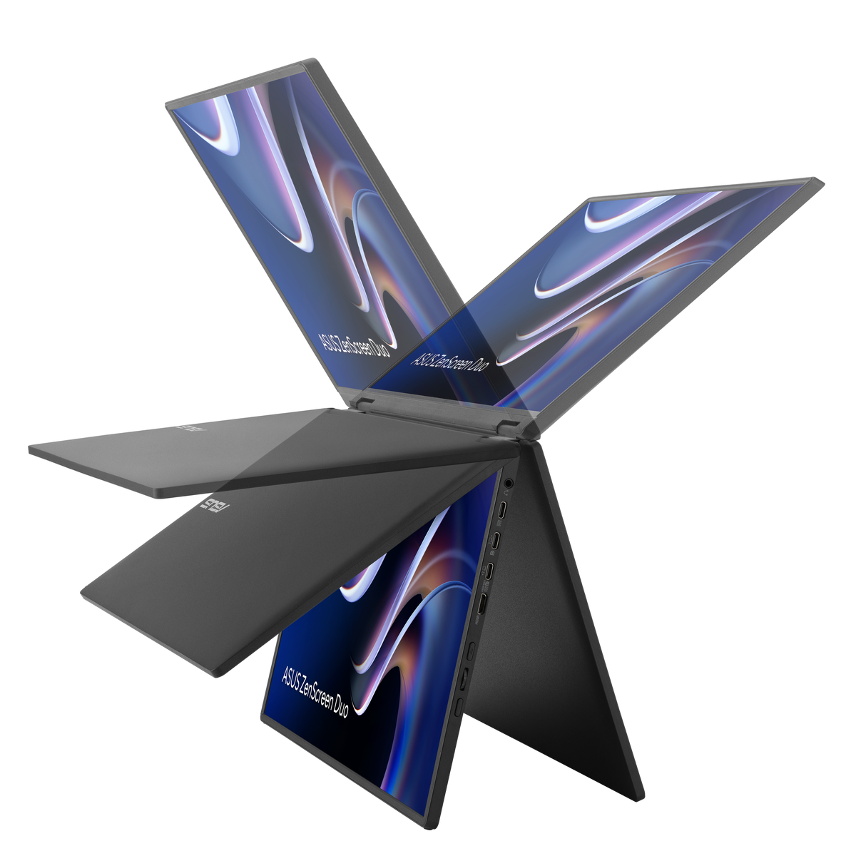 ASUS - ZenScreen Duo 14" FHD+ IPS Portable Dual Monitor with Ergo Kickstand and 360-Degree Rotation (Mini-HDMI, USB-C) - Black