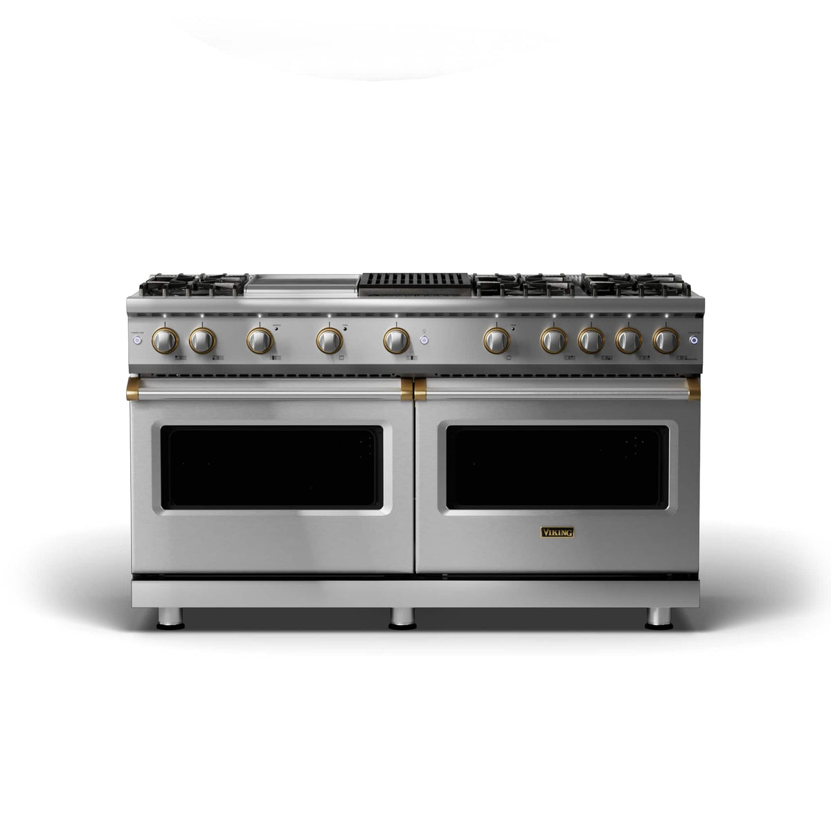 Viking - 60 in. Wide 6 Burner 8.0 Cu. Ft. Professional 5 Series Freestanding Double Oven Liquid Propane Gas Convection Range - Stainless Steel