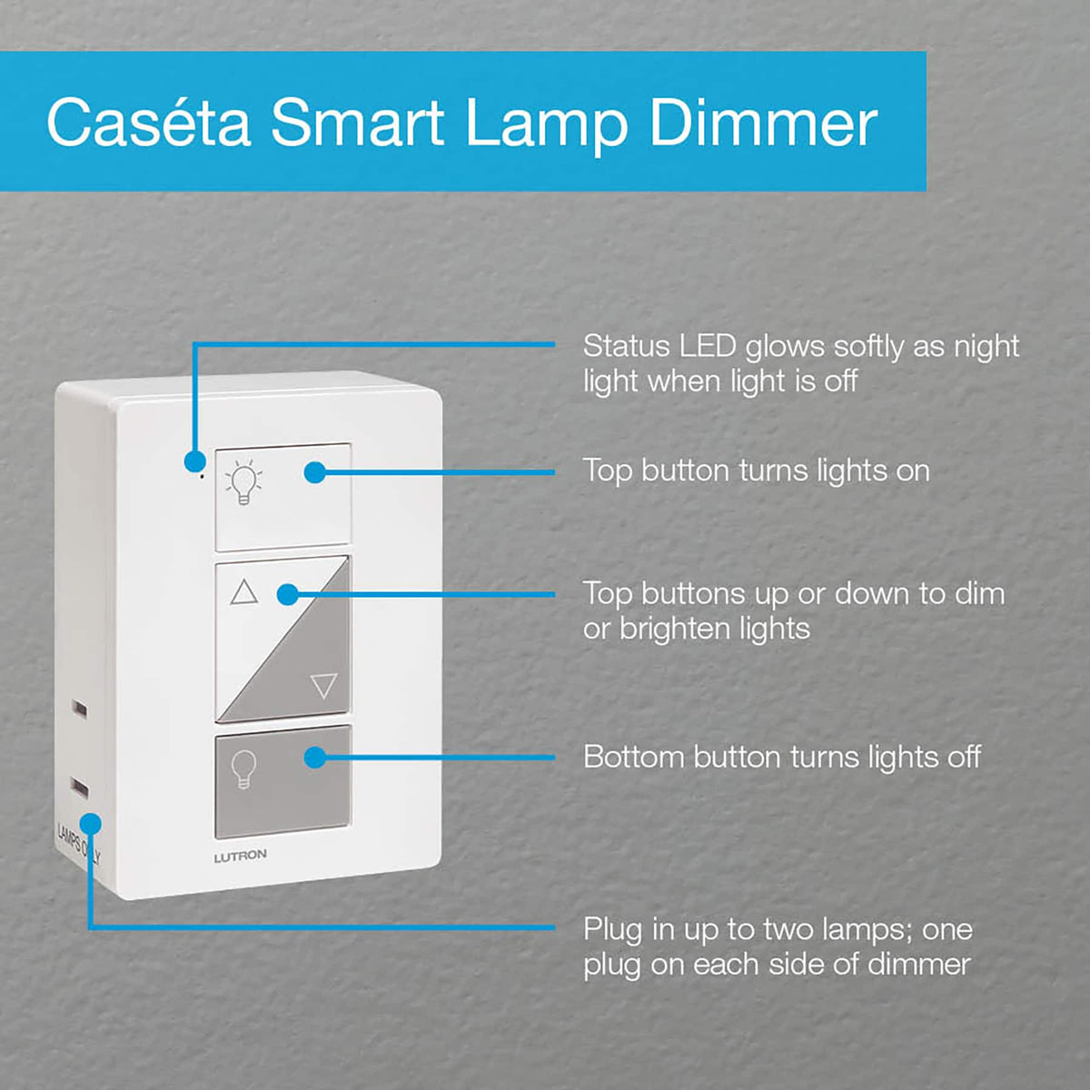 Lutron - Caseta Smart Lighting Lamp Dimmer and Remote Kit - White