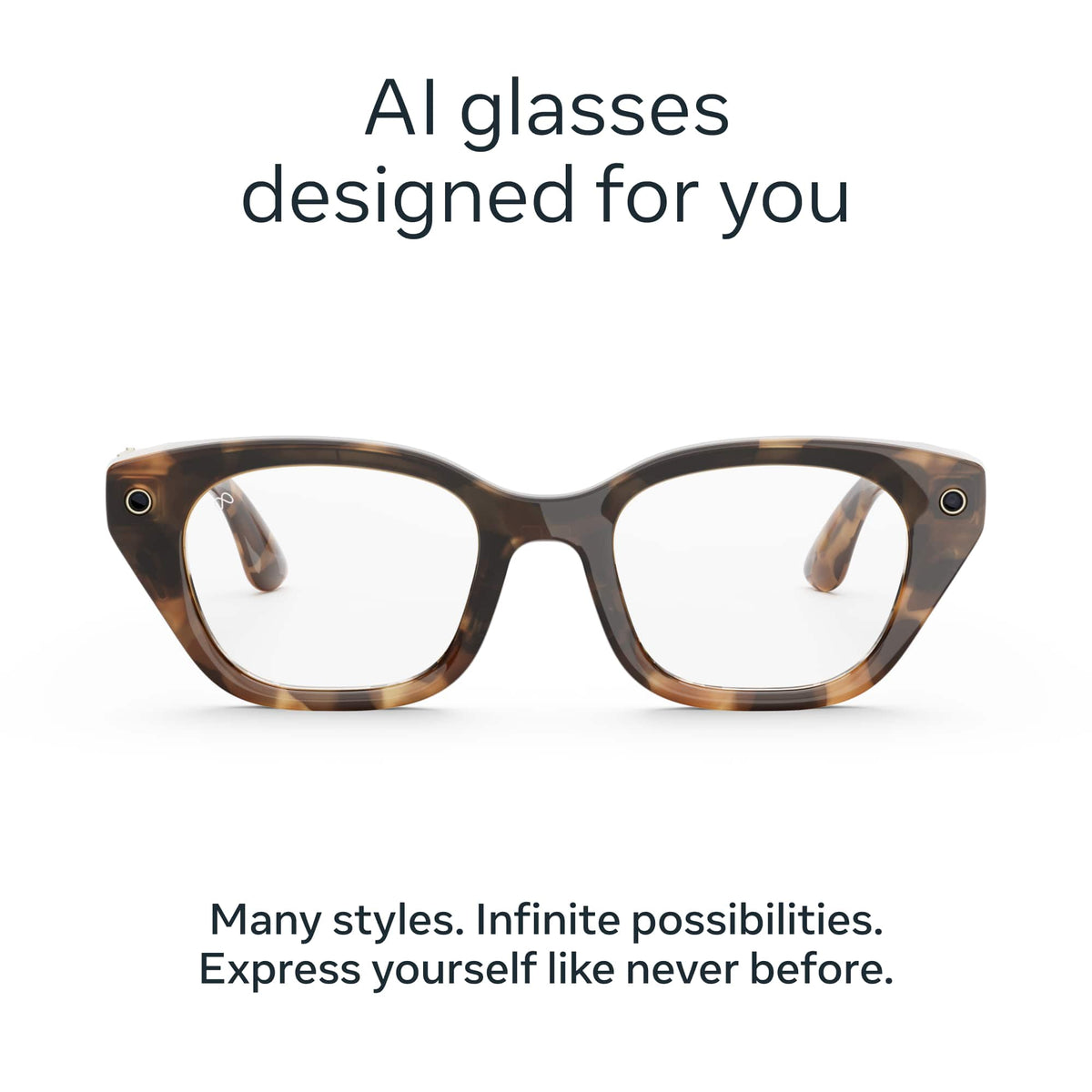 Meta - Glasses Capri, Smart Frame, AI Glasses with Camera - Clear Lenses - Espresso Tortoise