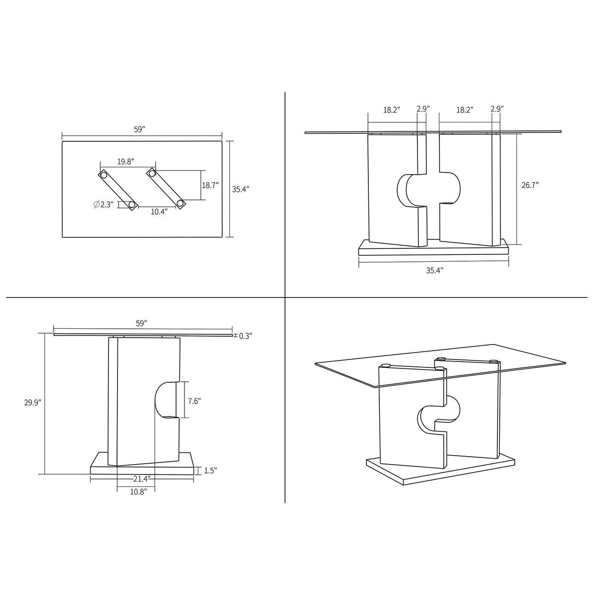 Iris - Dining Table - Gray