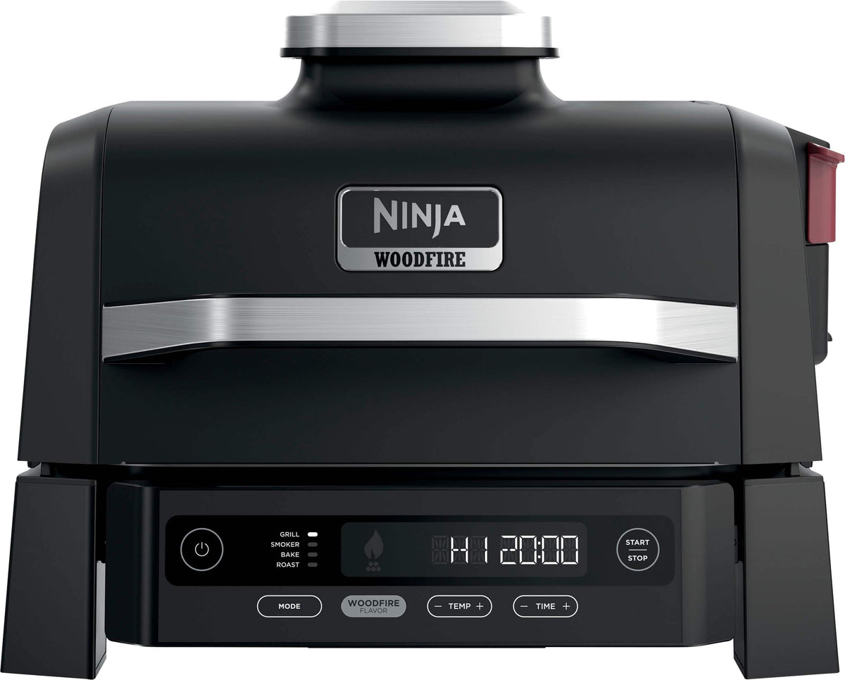 Ninja - Woodfire Outdoor Grill & Smoker, 4-in-1 Functionality, Authentic Woodfire Flavors, Electric Heat - Black