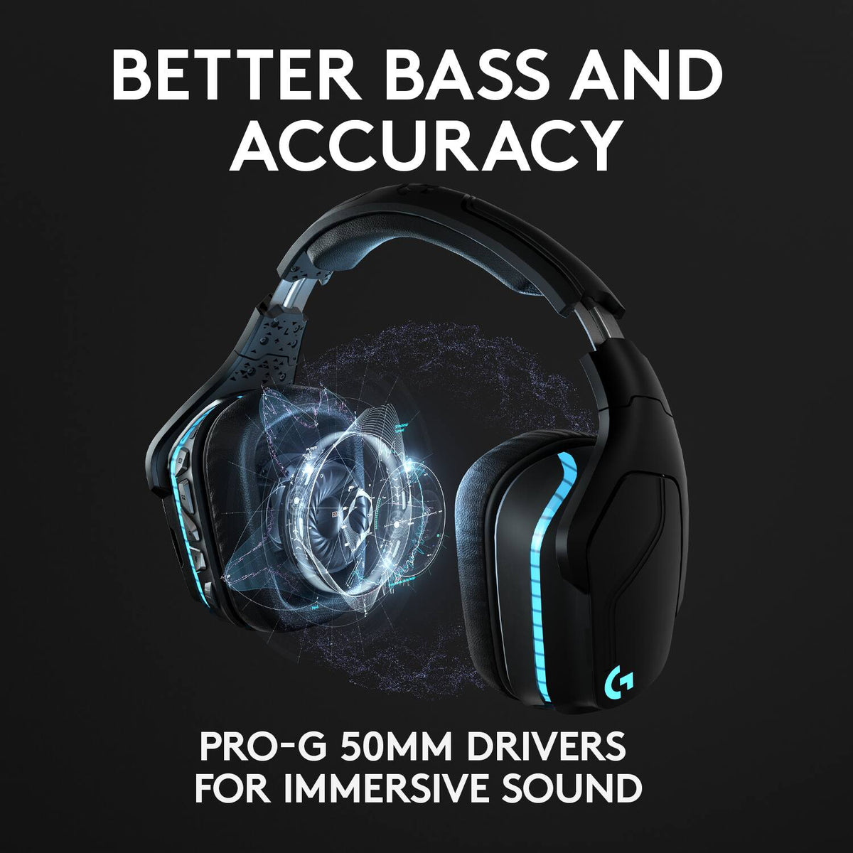 Logitech - G935 Wireless Over-the-Ear Gaming Headset for Windows - Black/Blue