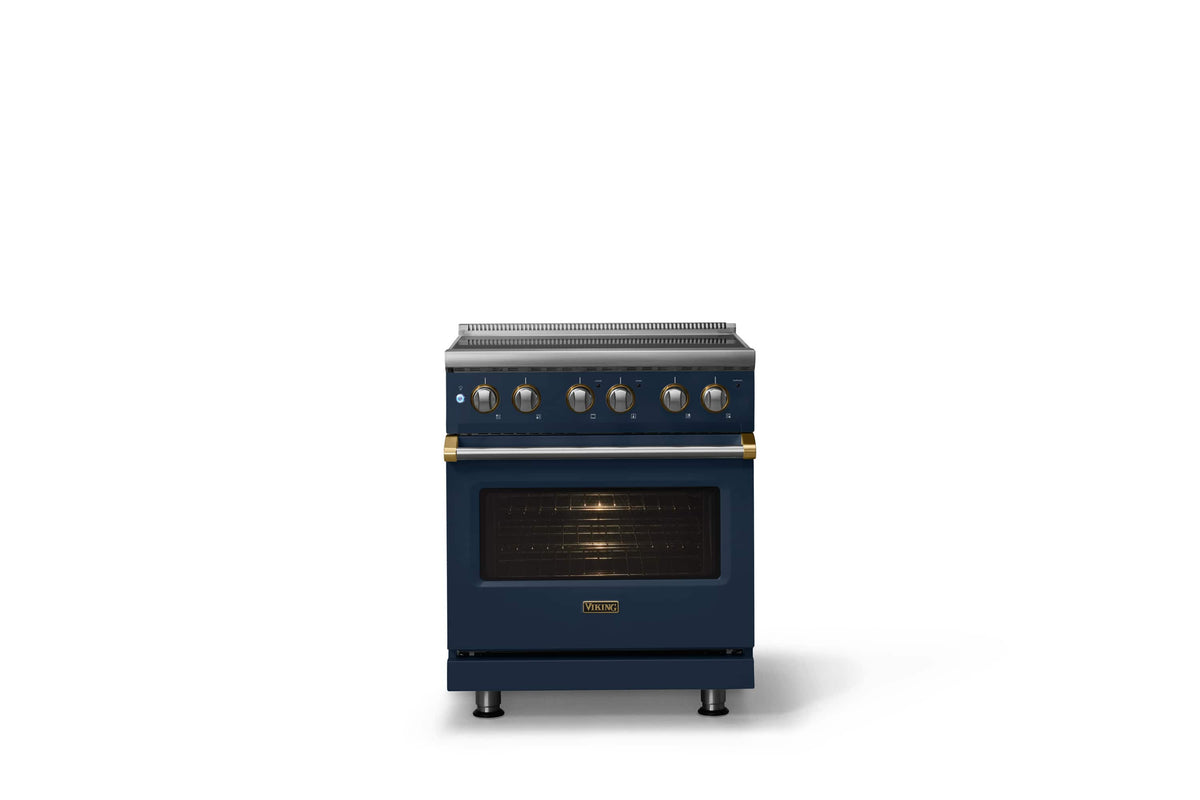 Viking - 30"W. Pro5S 4.7 Cu. Ft. Freestanding 4 Element Electric Convection Range - /Brushed Brass - Valentine