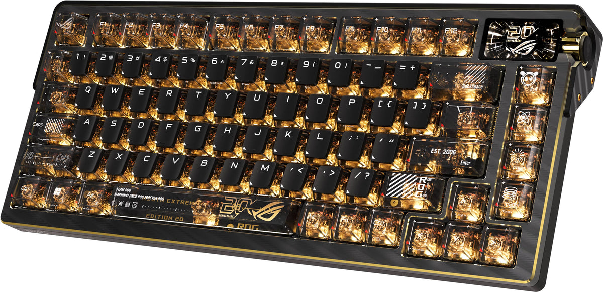 ASUS - ROG Azoth Extreme 75% Wireless Mechanical Gaming Keyboard with ROG NX V2 Snow Linear Switches and Color OLED Touchscreen - 20th Edition