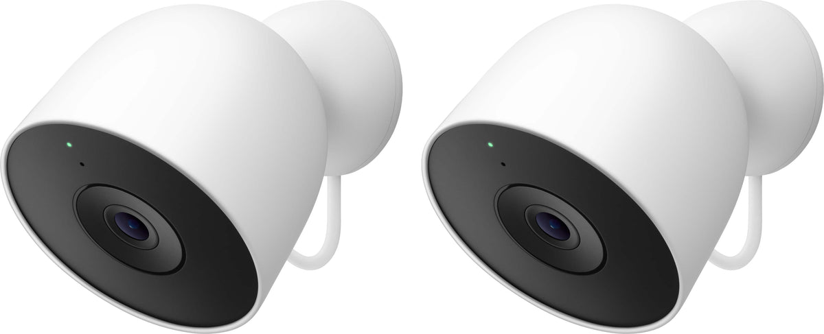 Google - Nest Cam Outdoor (wired, 2nd gen) - 2K Video and Gemini - 2-Pack - Snow