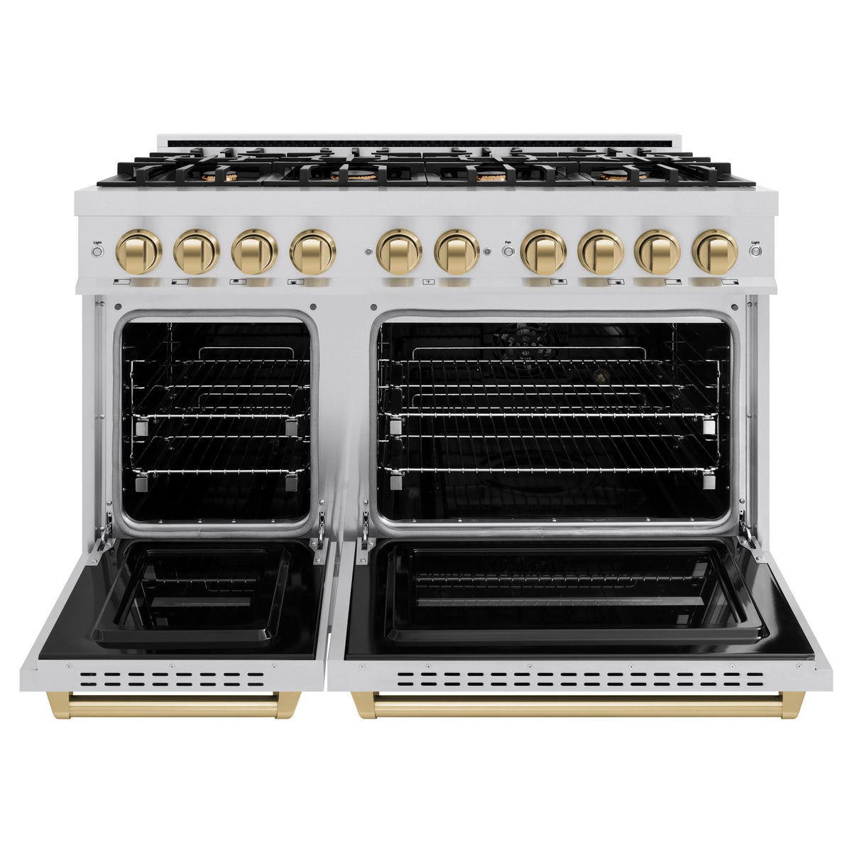 ZLINE - 48 in. Wide 8 Burner Autograph Classic Double Oven Dual Fuel Range w/ Champagne Bronze Accents (CDRZ-48-CB) - Stainless Steel