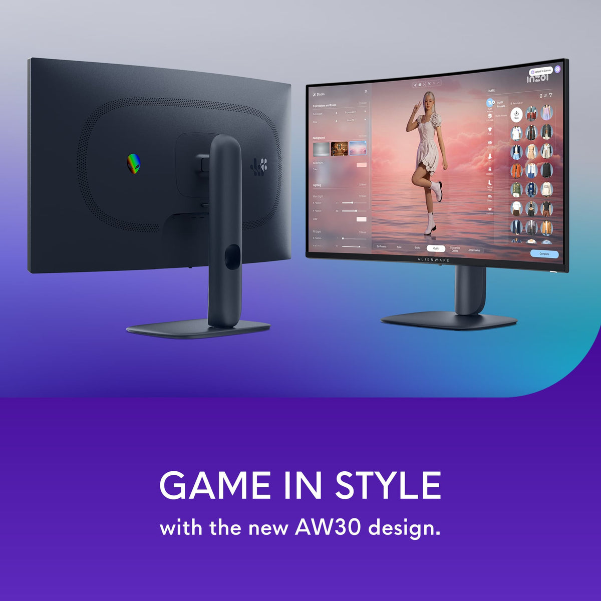 Alienware - AW3225DM 32" VA LED Curved QHD 180Hz 1ms FreeSync Gaming Monitor with HDR (HDMI, DisplayPort, USB) - Interstellar Indigo