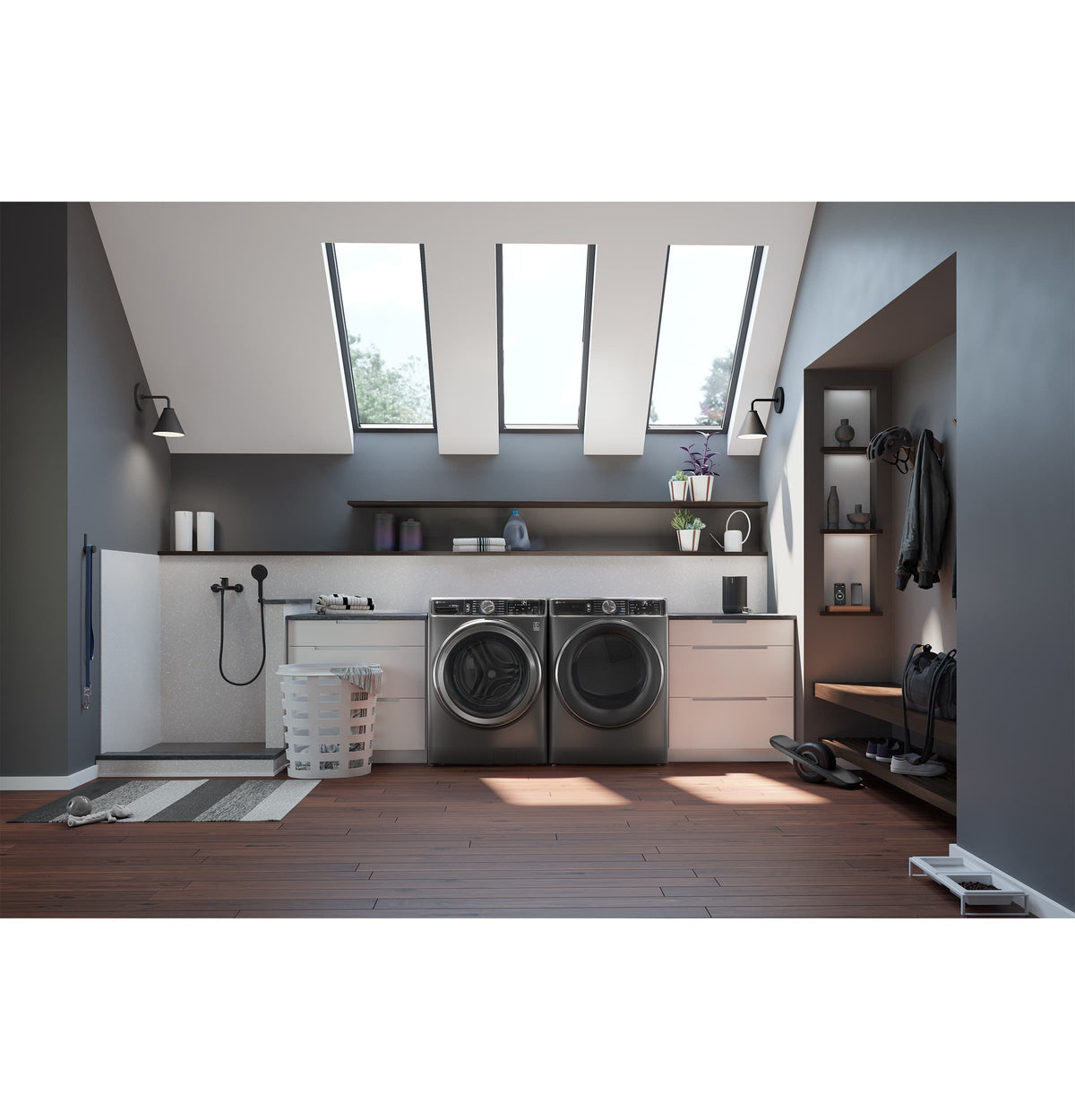 GE Profile - 7.8 Cu. Ft. Stackable Smart Electric Dryer with Steam and Sanitize Cycle - Carbon Graphite